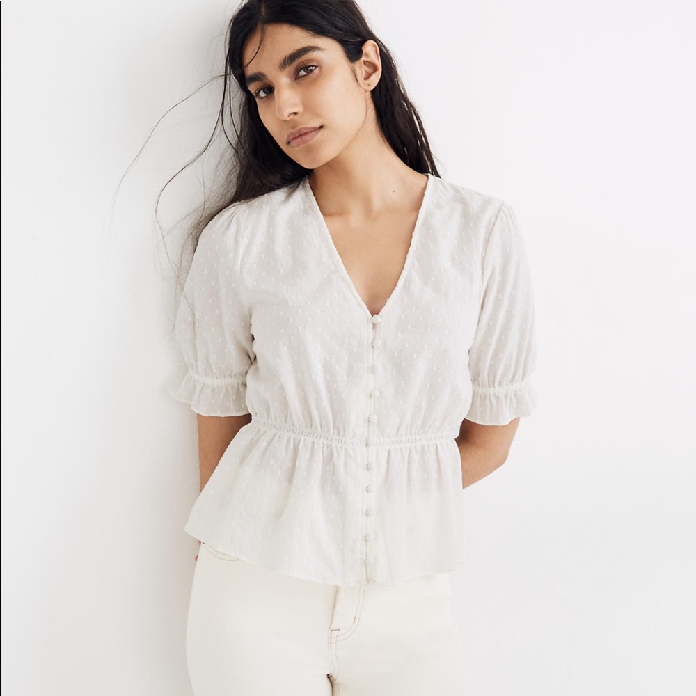 Madewell Peplum White Blouse